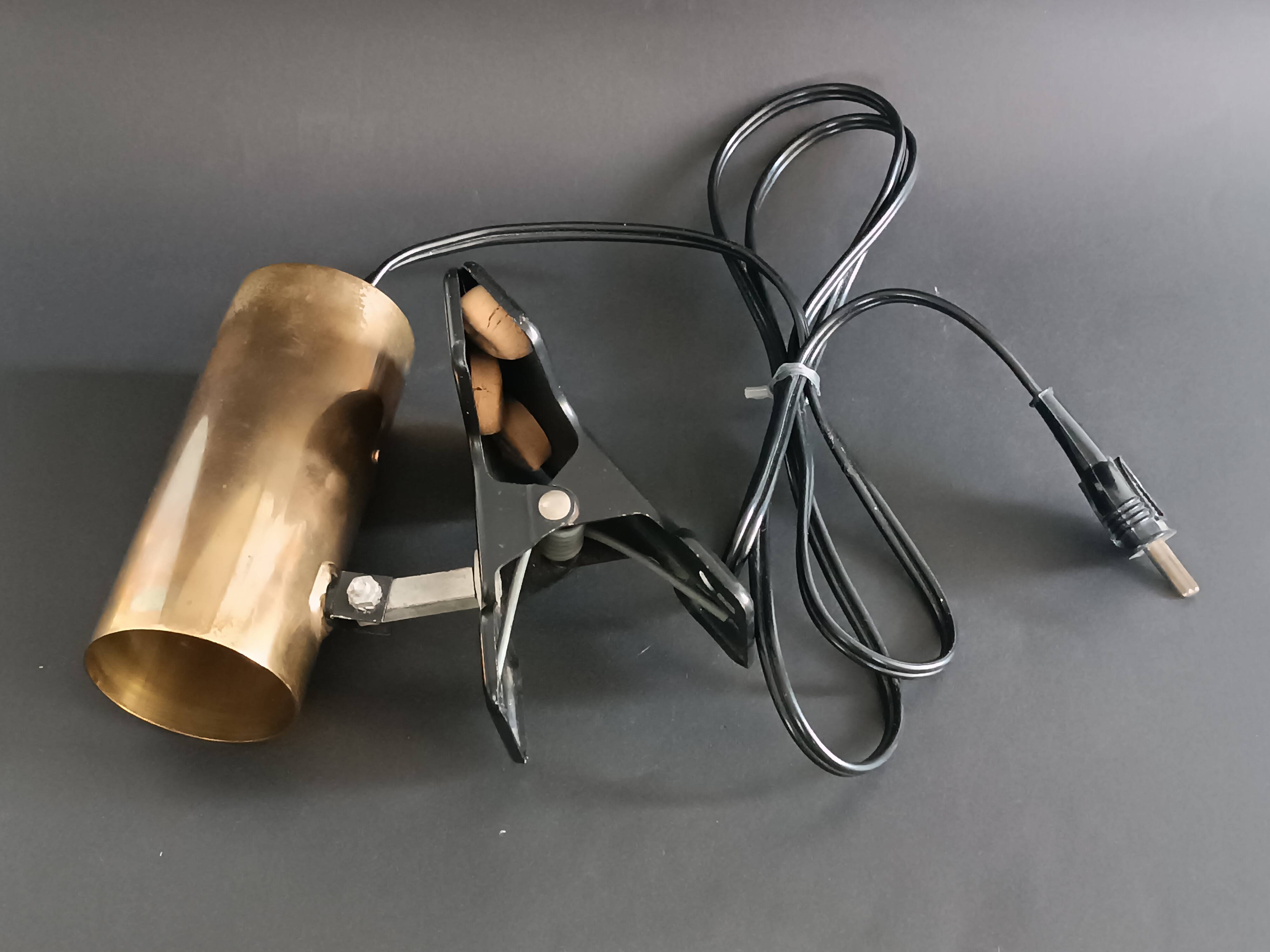 Parscot 1960s gold metal tube clamp lamp