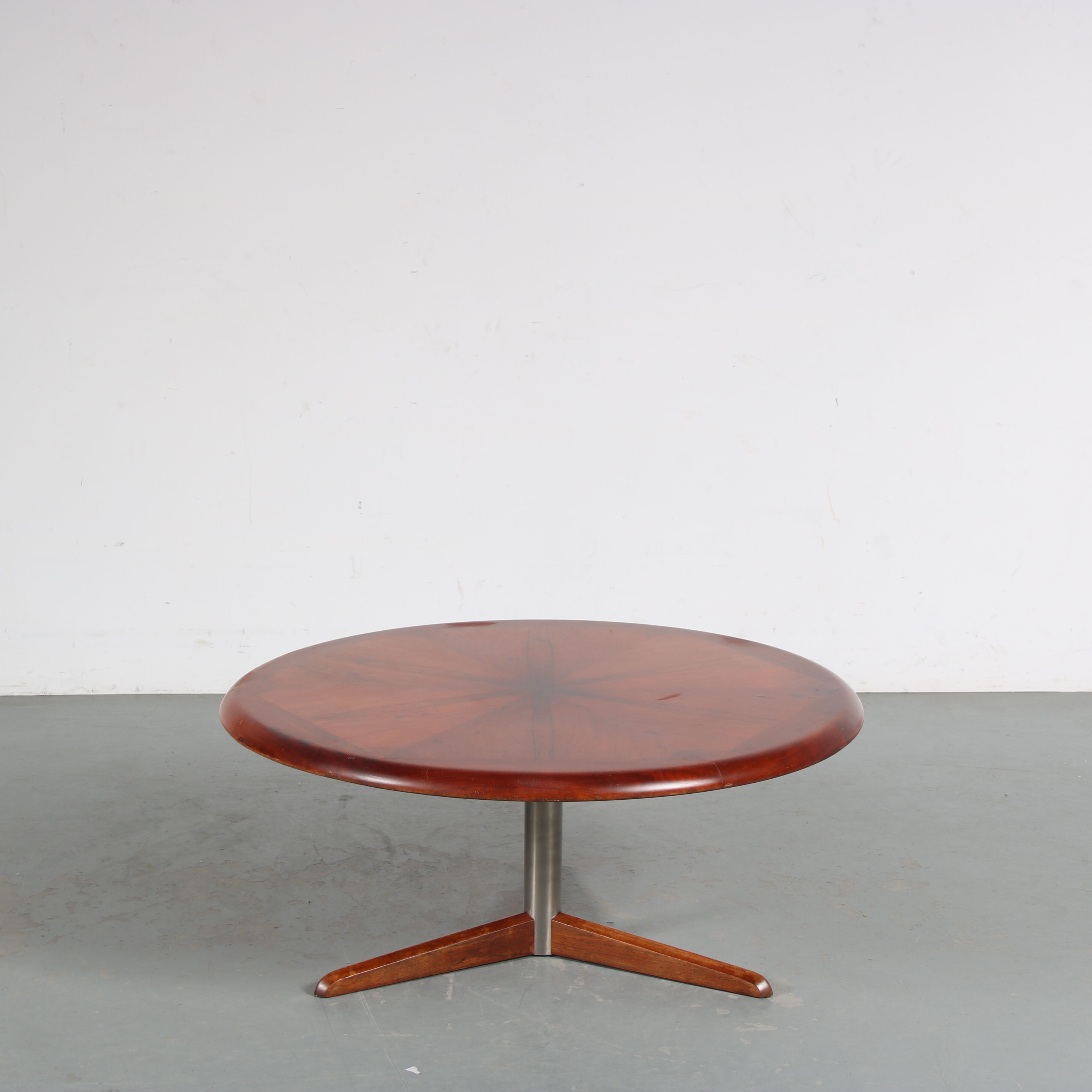 1960s Round wooden coffee table, Netherlands