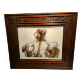 dessin sepia dans cadre orientaliste