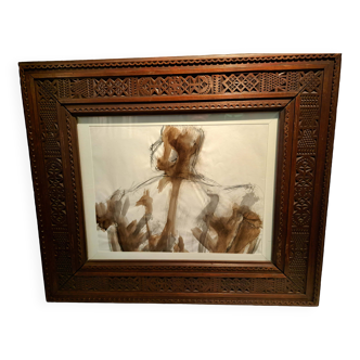 sepia drawing in orientalist frame