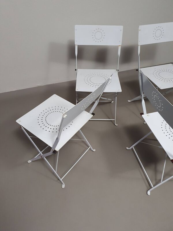 4 chaises pliantes en métal massif 80s