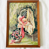 Vintage framed canvas