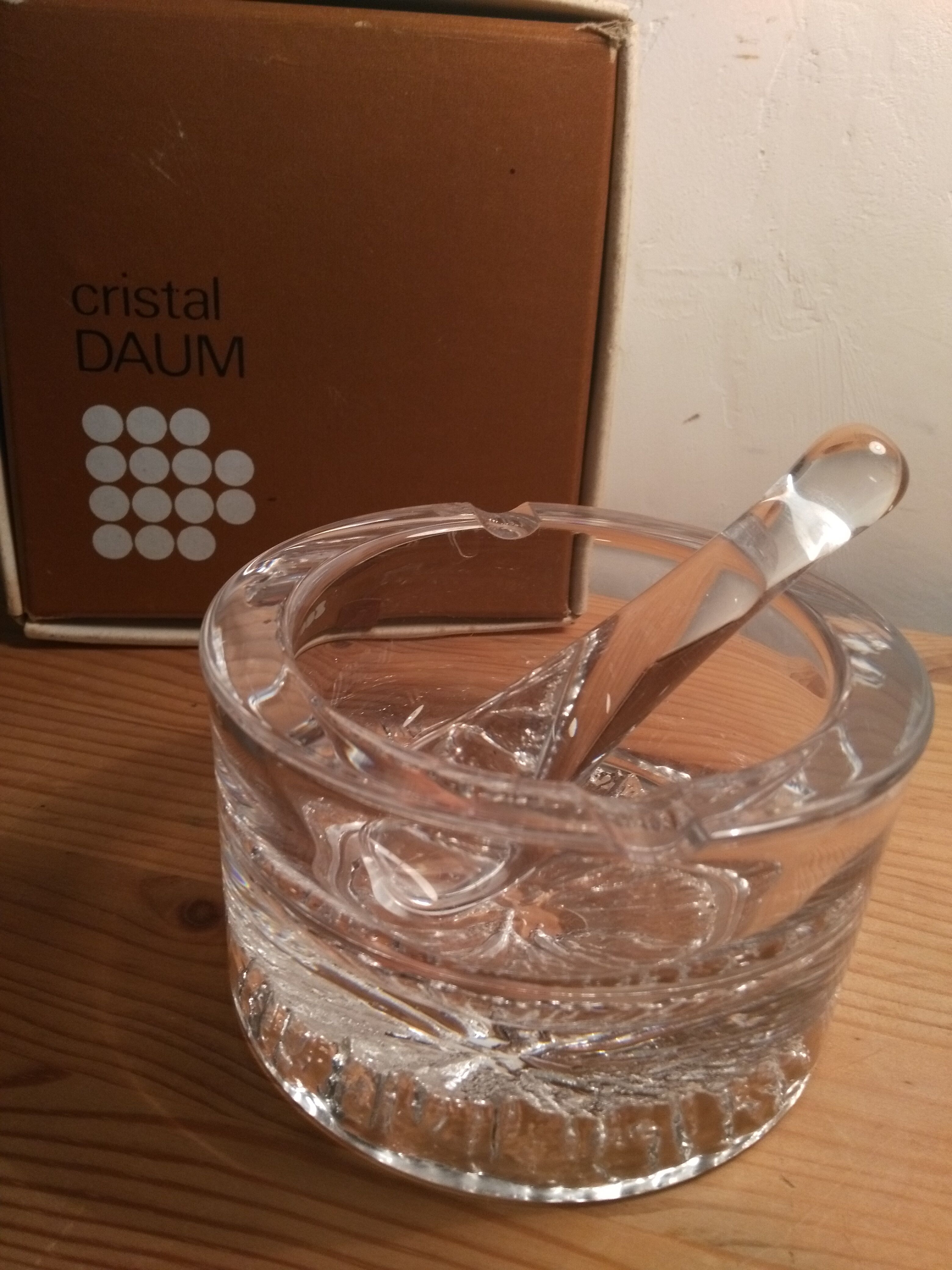 Daum crystal ashtray and pestle