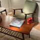 Table basse scandinave vintage en teck avec étagère "Ingrid"