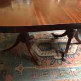 Table à manger en bois massif avec pied en bronze