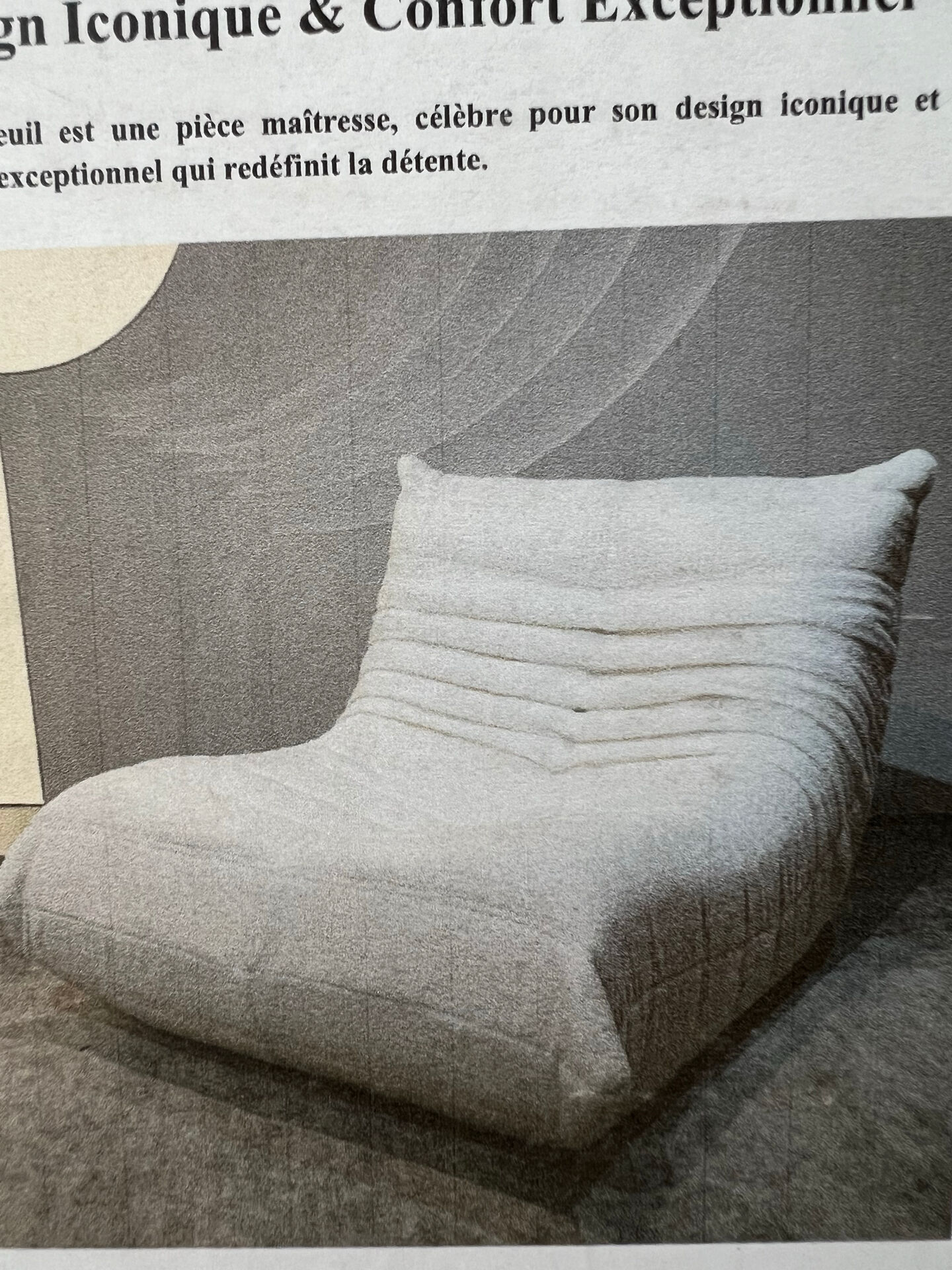 Vintage space age design Togo white armchair.