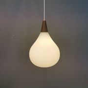 Large hanging lamp in white opal glass with brass top. Danish and estimated from the 1970s.