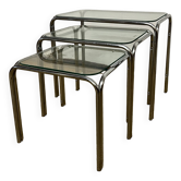Vintage glass and chrome metal nesting tables