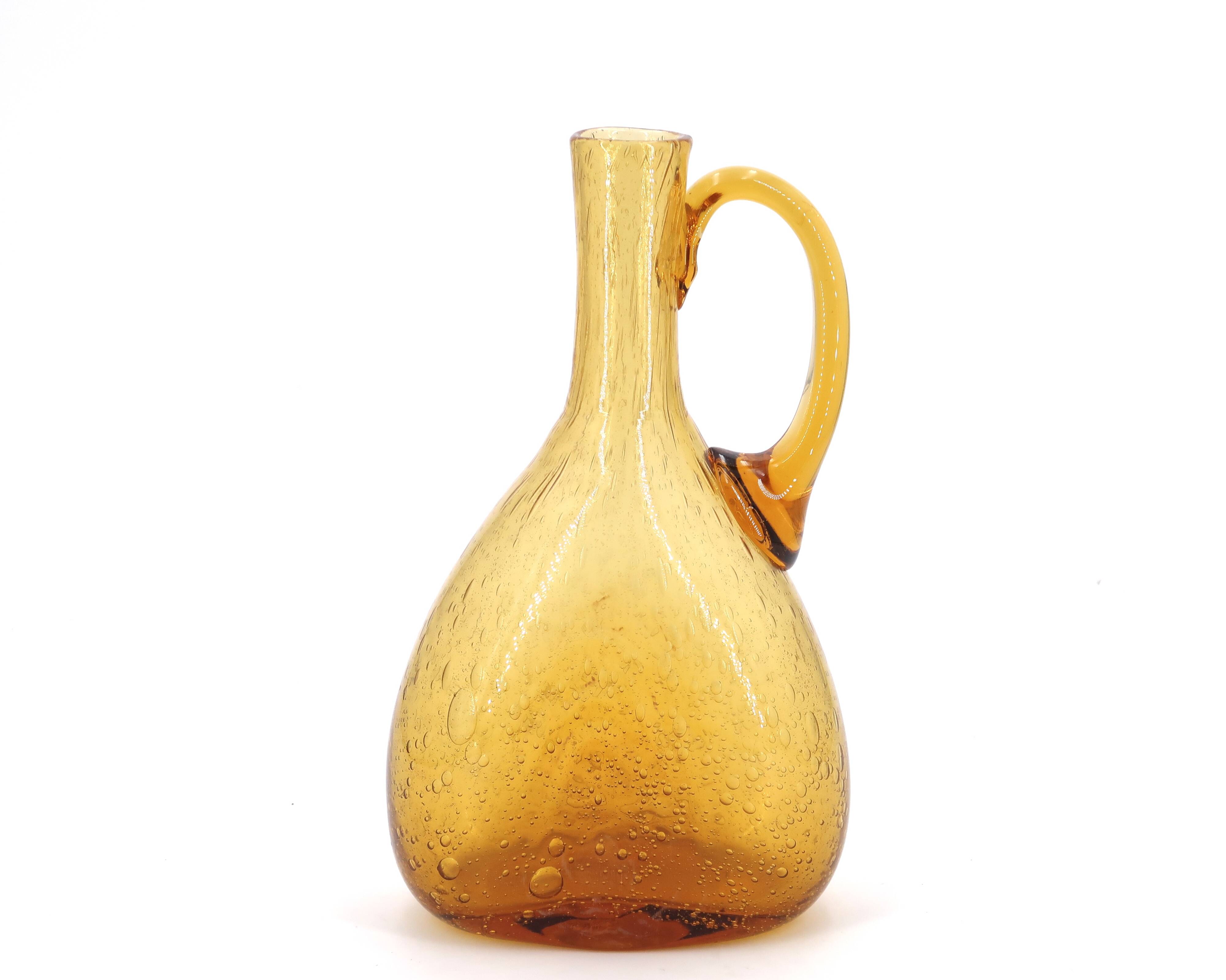 Biot amber bubbled glass carafe, 1970s