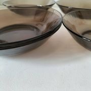 Set of 5 vintage Duralex deep plates – smoked brown glass