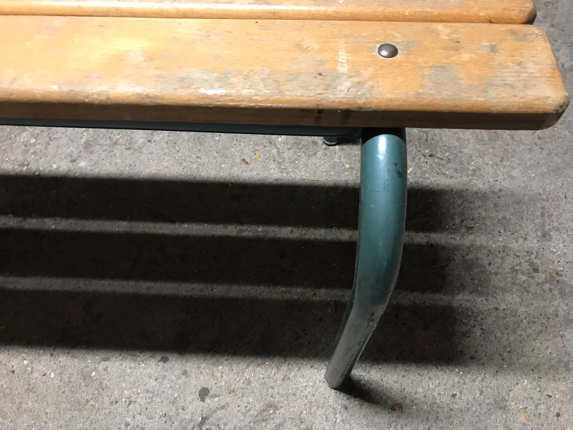 Vintage school bench Height 45 cm - wood and tubular metal structure