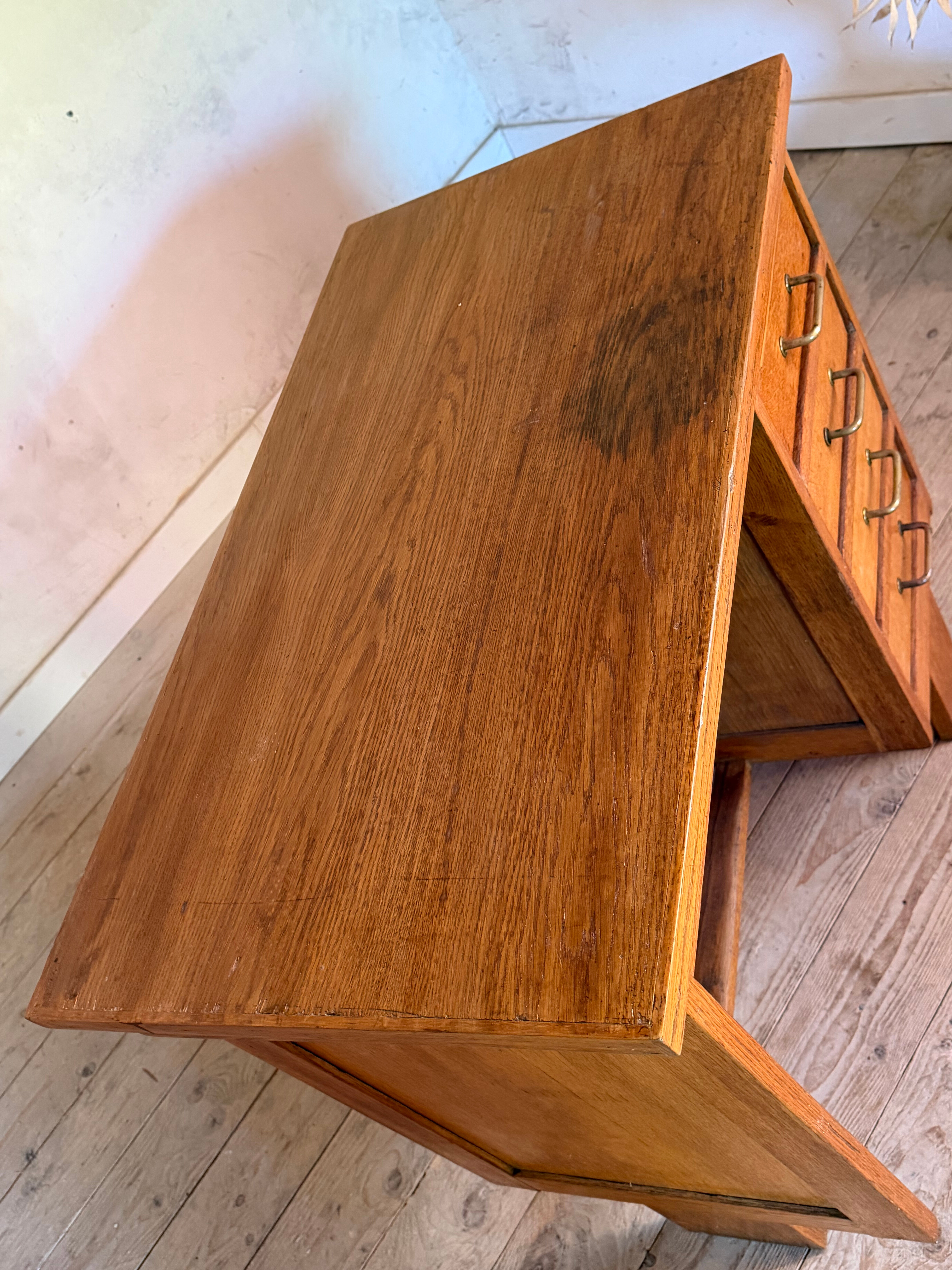 Vintage oak half-minister desk
