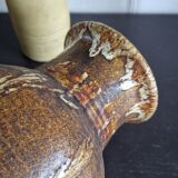 Large brutalist vase in Accolay enamelled stoneware signed Hubert GUY 1960s