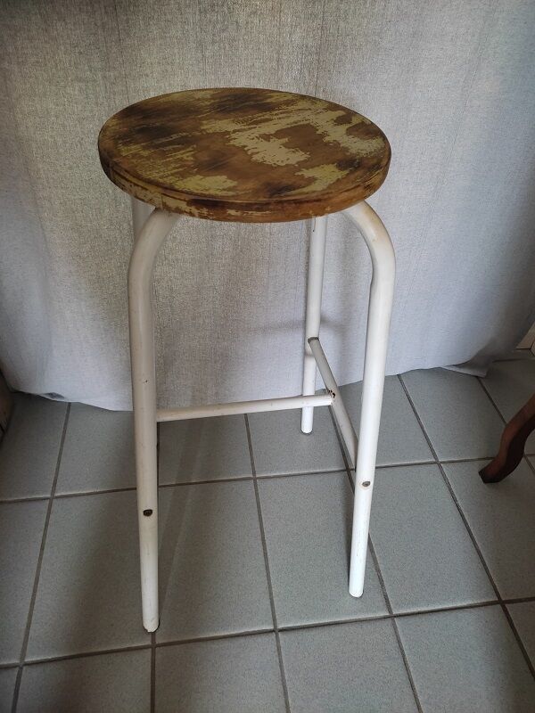 Bar top stool metal patinated seat wood dp 0922143