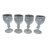 Ensemble de 4 verres à pieds anciens en cristal pour liqueur