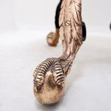 Tripod gueridon in wrought iron with brass decorations and alabaster top - 1950s