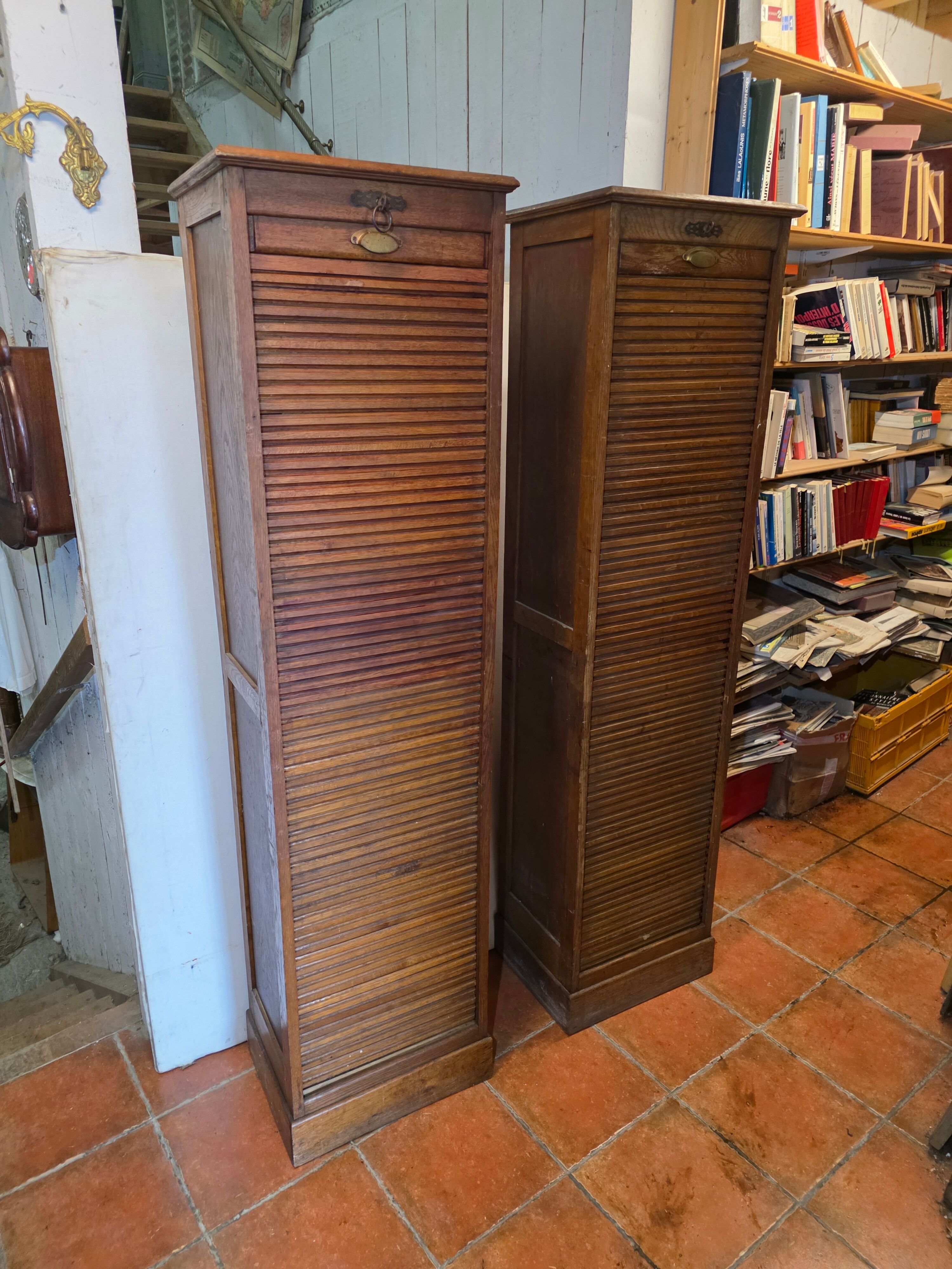 Pair of oak curtain file cabinets