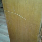 Dresser chest of drawers vintage wood and wicker feet compass