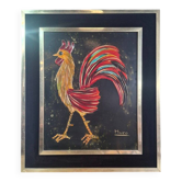 Tableau coq en relief technique mixte signé Muro années 1970