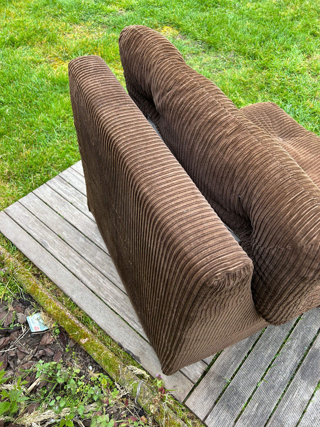 Vintage 1970s brown corduroy armchair