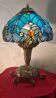 antique solid bronze lamp and glass lampshade 47x32 6kg