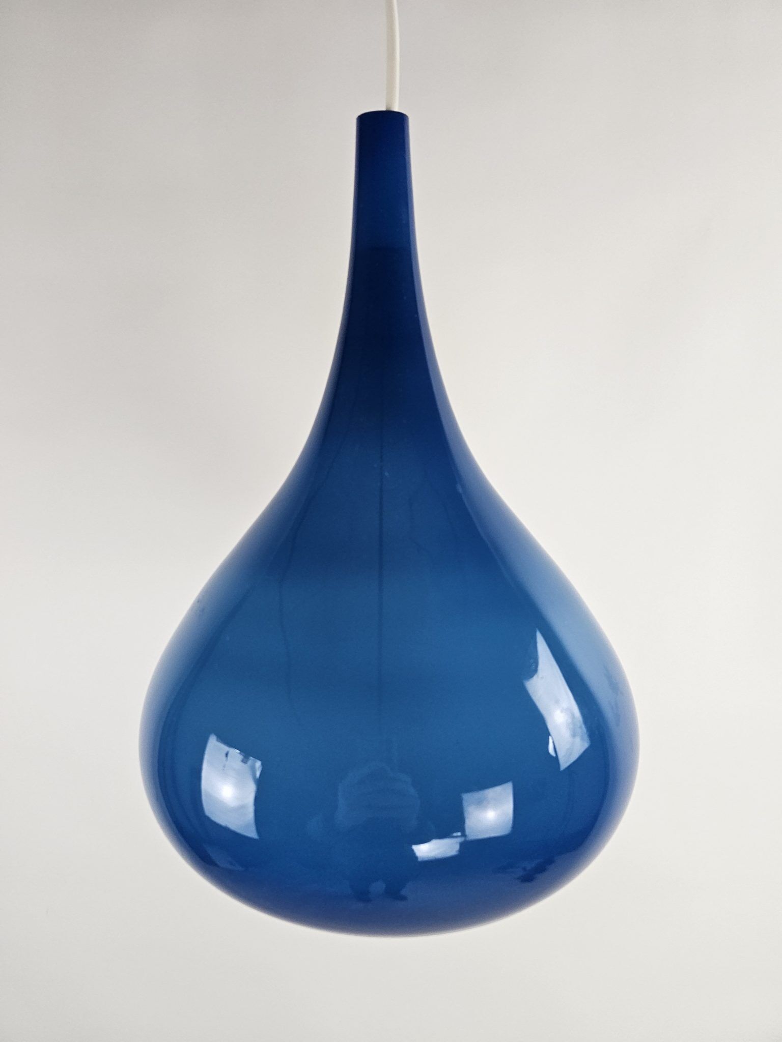 Set of blue glass Danish pendant lamps