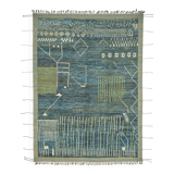 Hand-Knotted Turkish Contemporary 219 cm x 307 cm Blue Wool Carpet