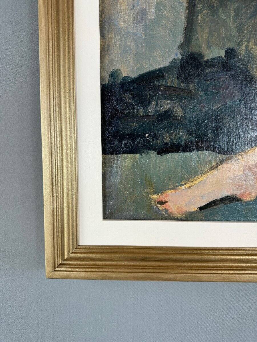 Oil Painting on Canvas Seated Nude, French School, Early 20th Century