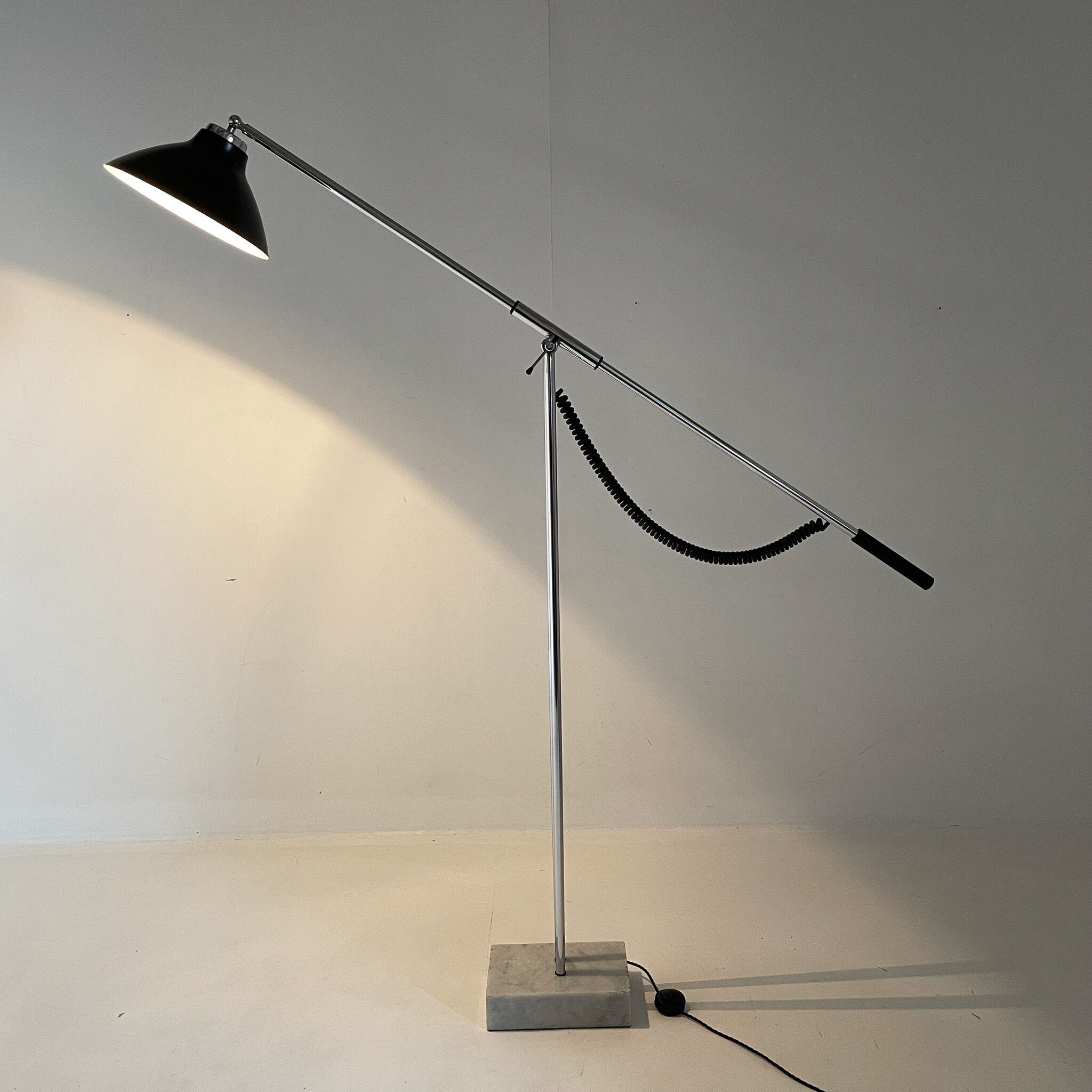 1960's italian adjustable chrome & marble floor lamp