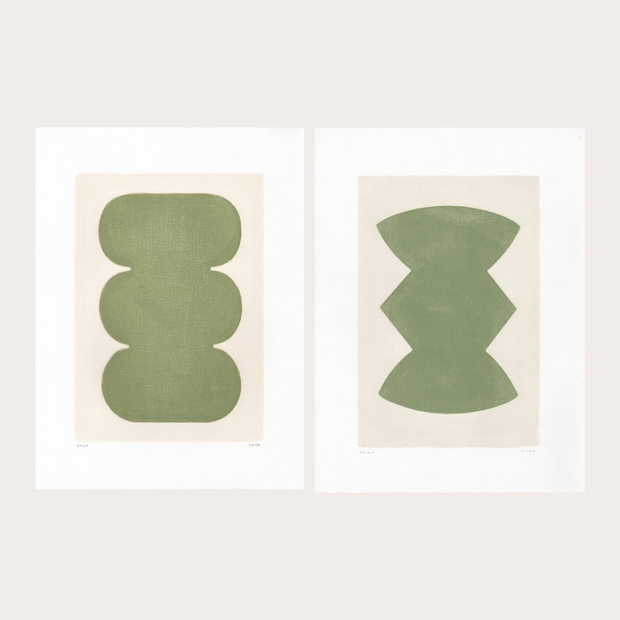 Duo of abstract paintings - 30x40cm - paintings on paper - signed Eawy