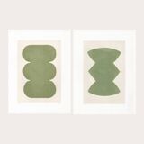 Duo of abstract paintings - 30x40cm - paintings on paper - signed Eawy