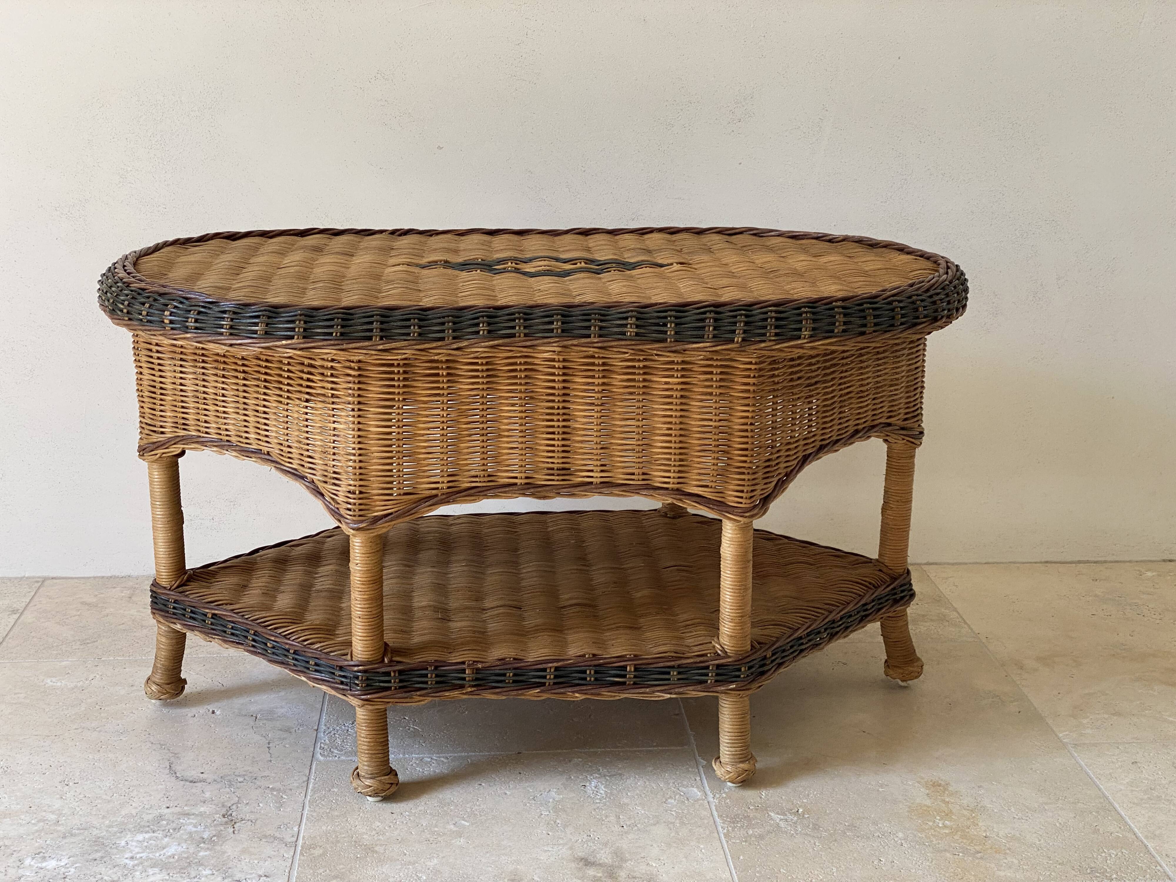 Vintage rattan coffee table – 1970s Riviera spirit