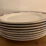 8 colorful flat plates Digoin Sarreguemines 20th century