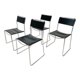 4 chairs Spaghetti Giandomenico Belotti black leather for Alias