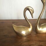 Couple of brass swans