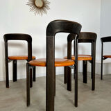 6 wooden chairs and imitation leather design Bruno Rey for Dietiker vintage year 60
