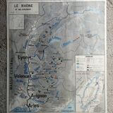 Vintage school map MDI France Rhône