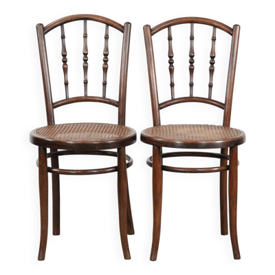 Ensemble de 2 chaises de bistrot vintage en bois Jacob & Josef Kohn Vienne
