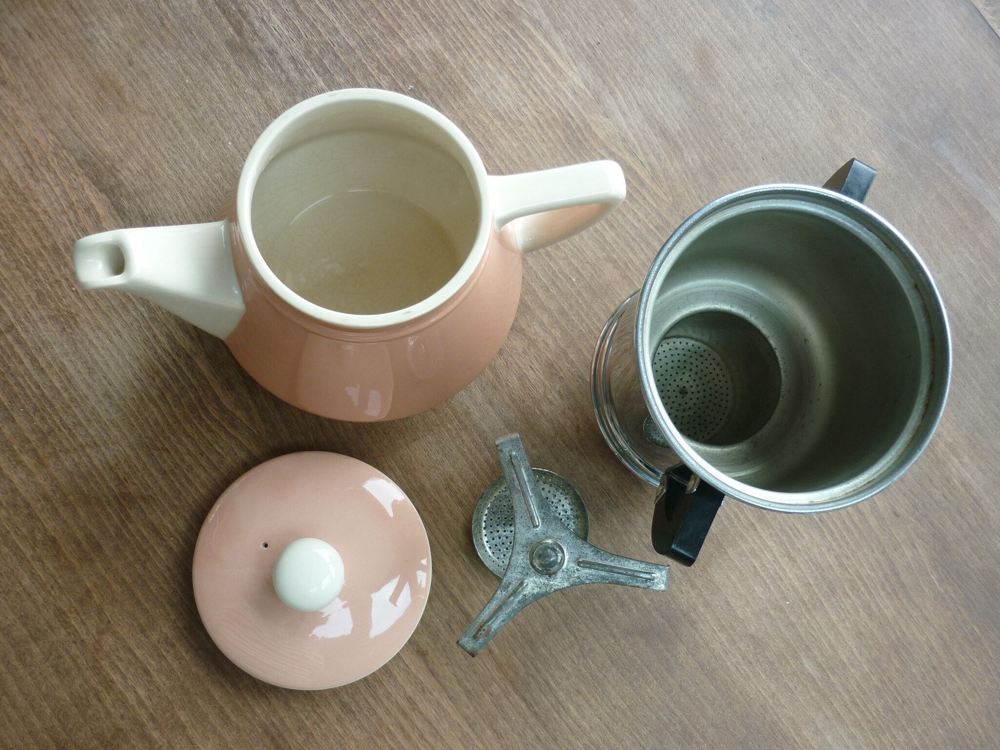 Cafetière vintage "Salam" 4T V&B rose et beige