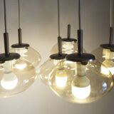 Lustre cascade à 6 gouttes d'eau en verre fumé léger 1960