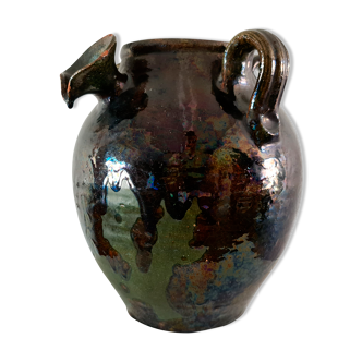 Enamelled terracotta jug vase 1900