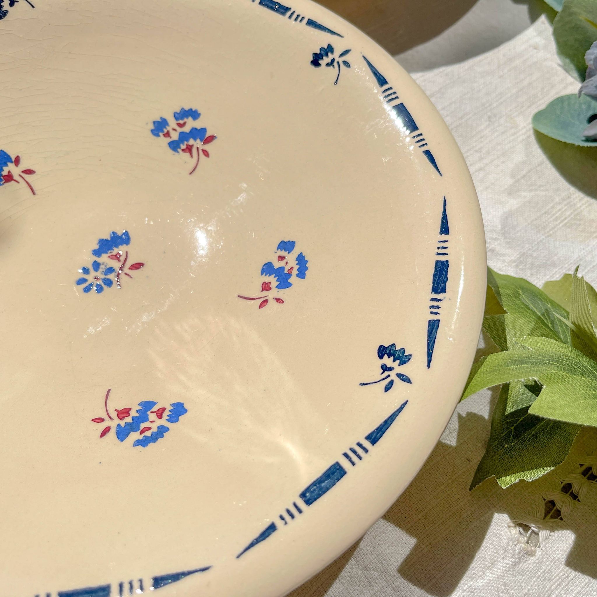 Small vintage porcelain dish K&G Luneville "Flore" 1950s small blue flowers