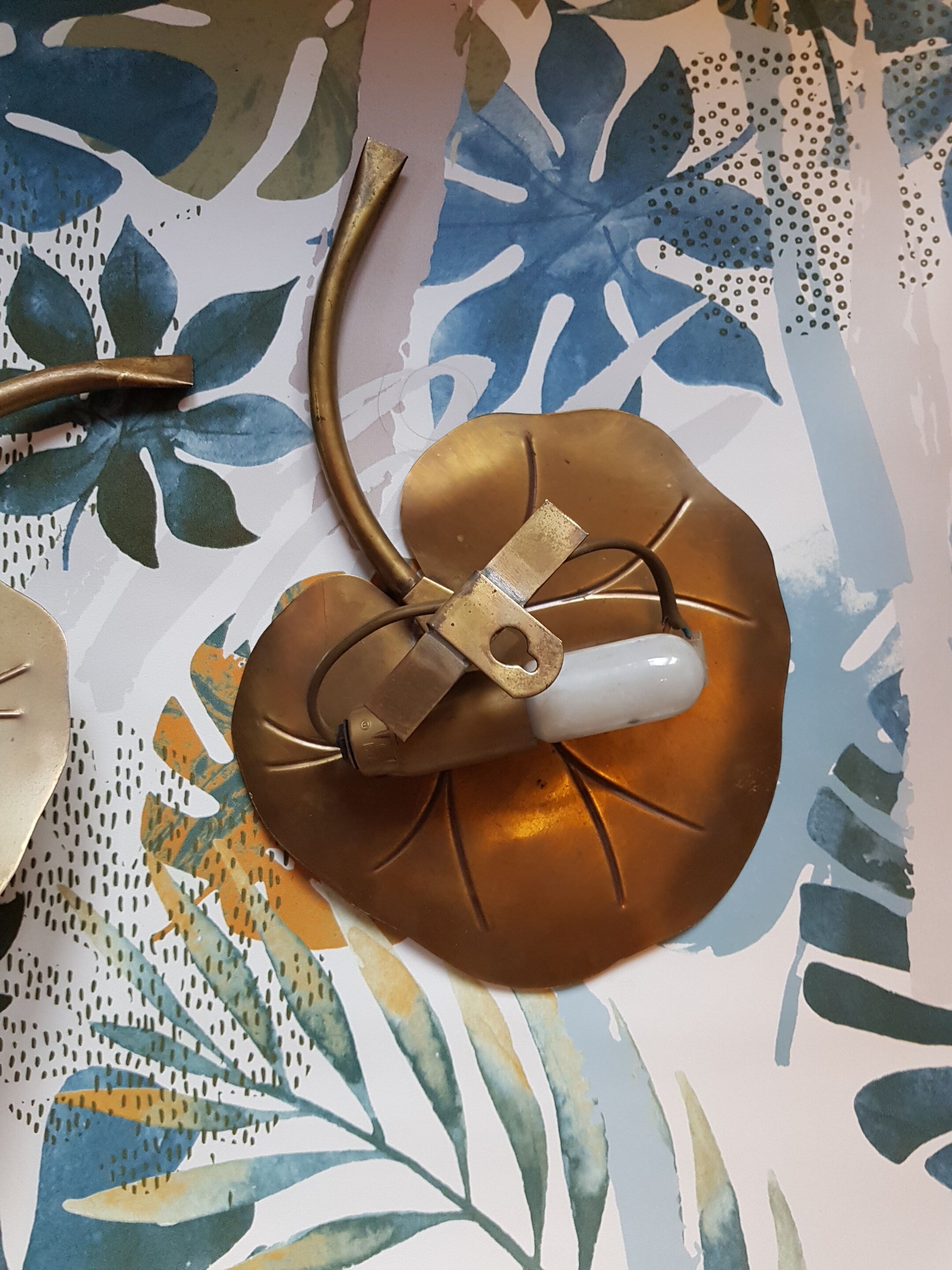 Pair of sconces in golden brass