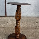 1930s carved wooden side table - oak and pine