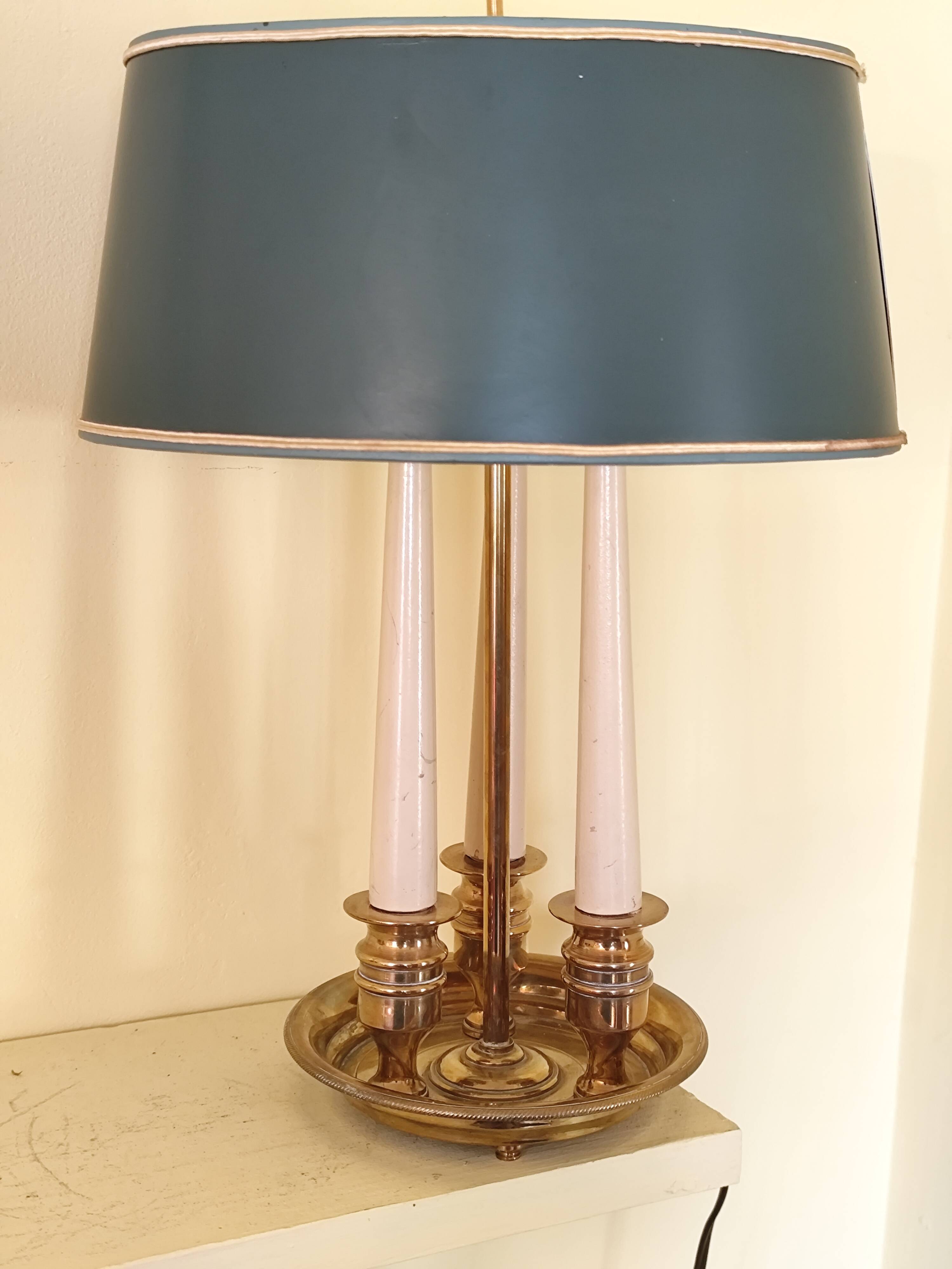 Empire style hot water bottle lamp - bronze and brass candle holder lamp