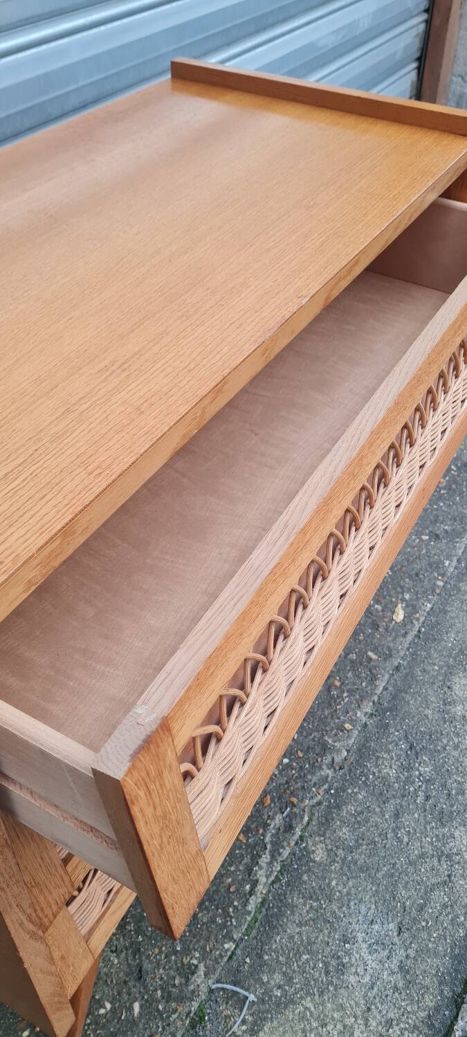 Vintage chest of drawers with compass and rattan foot