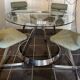 Large round table attributed to Boris Tabacoff, glass and chrome steel, year