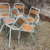 Lot of 6 sky blue Tolix chairs