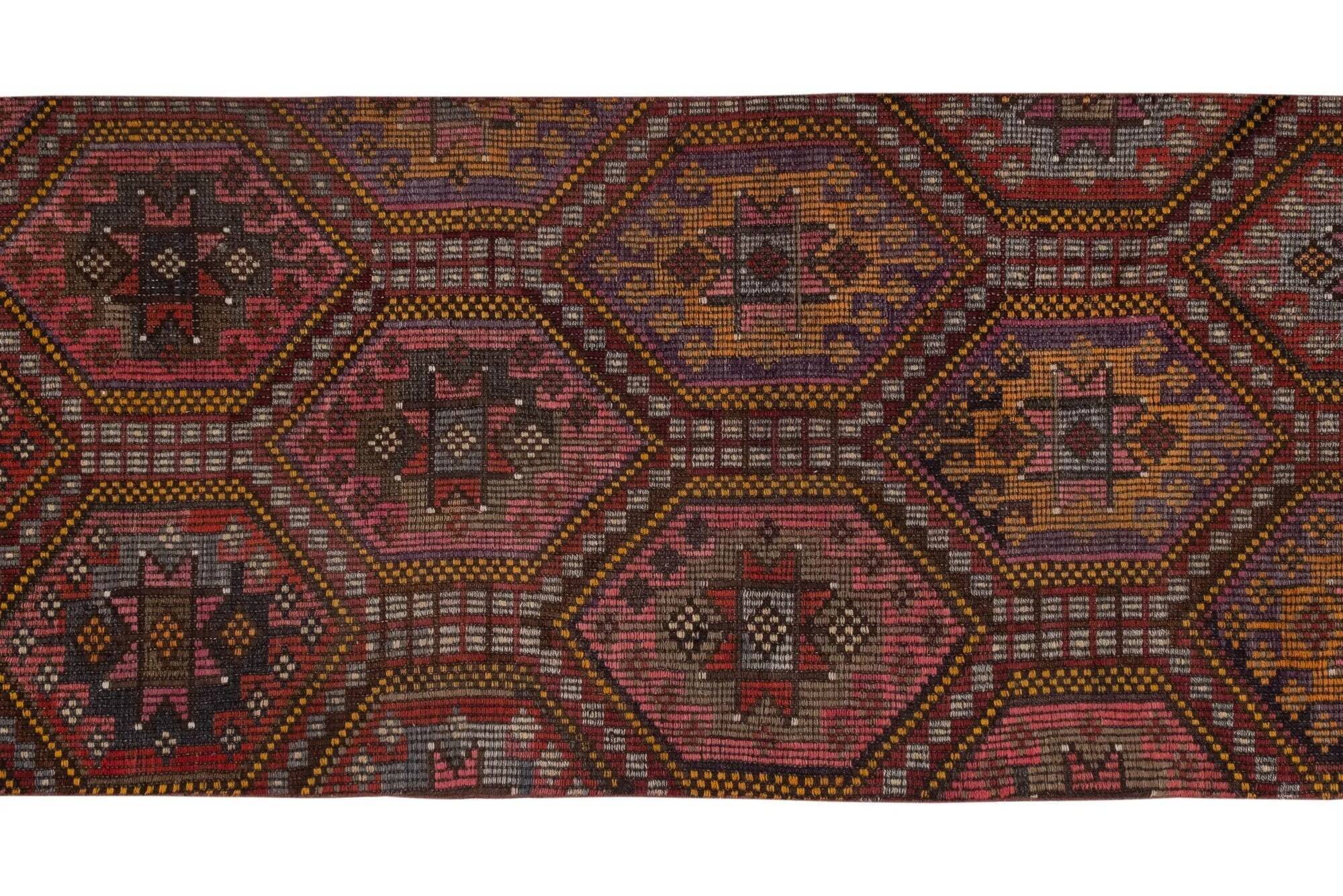 Vintage Turkish hallway rug 88x288 cm