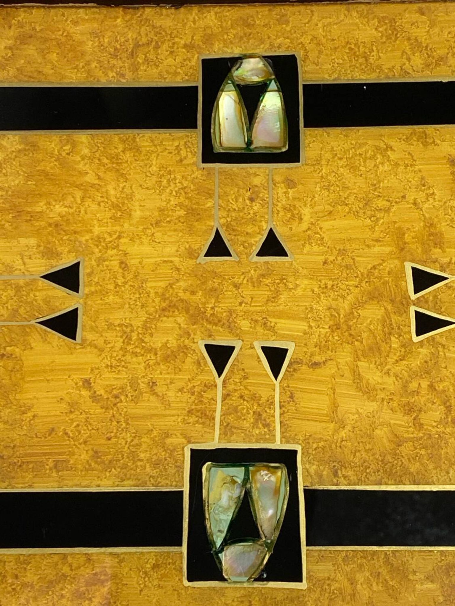 Plateau en marqueterie bois et nacre